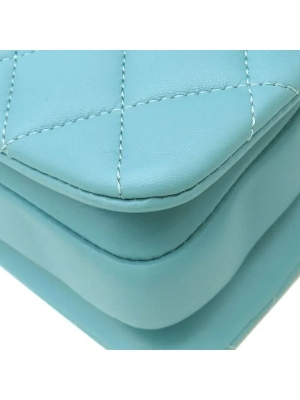 Chanel Shoulder Bag Trendy CC Mini Top Handle Lambskin Light Blue Gold Light CC